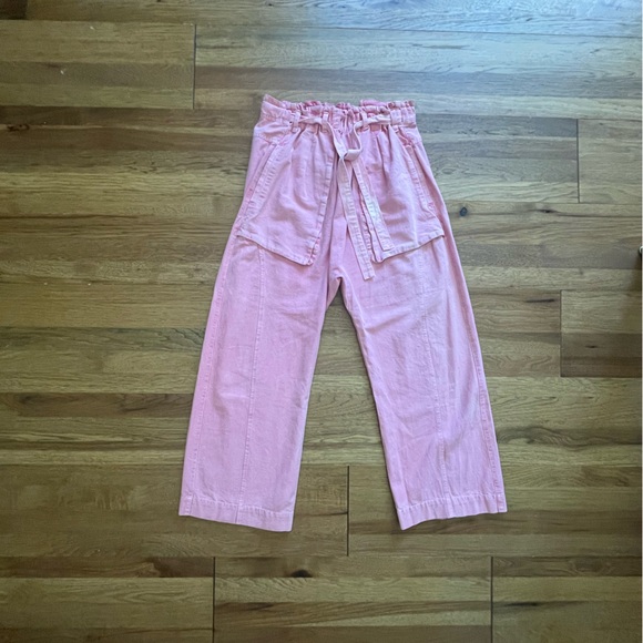 Free People Sky Rider Pant Cotton‎ Linen Pink Women’s Sz M Boho Beach Coastal - Picture 3 of 8